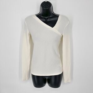 Enza Costa Women's Asymmetric Rib Knit Sweater Top NEW Size M Winter White